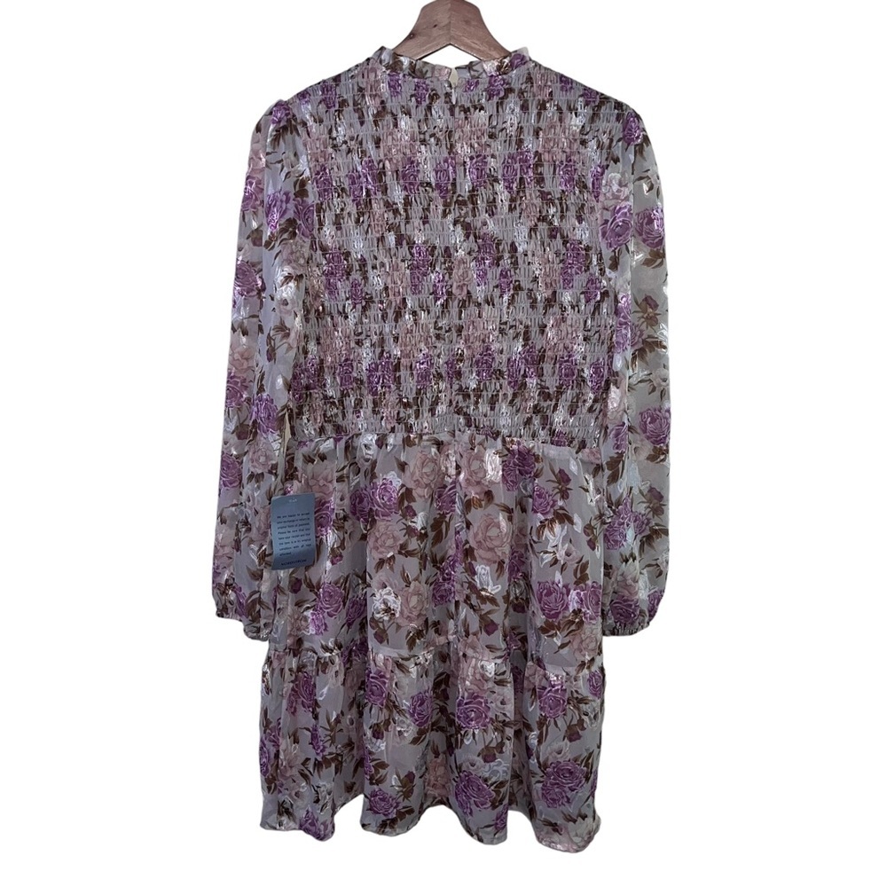 NEW DARLENE TEXTURED SMOCKED FLORAL DRESS Size M - Picture 7 of 7